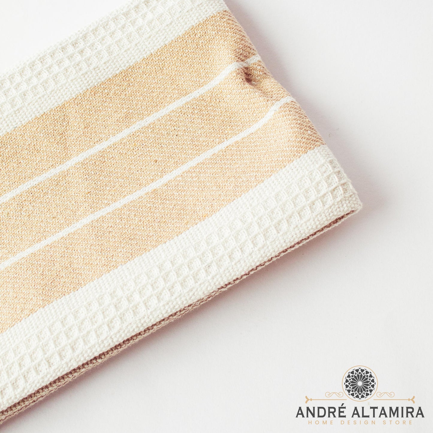 PAÑO DE COCINA COLOR BEIGE CON BLANCO SET X 2