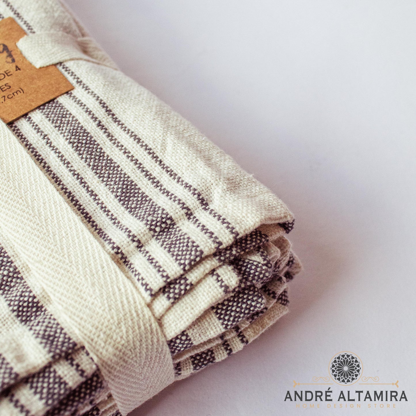 SERVILLETAS DE TELA BLANCO Y GRIS SETX4