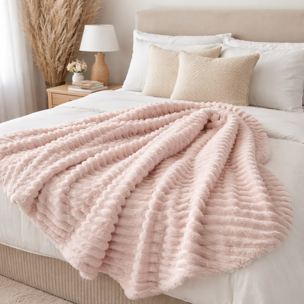 MANTA DECORATIVA ROSA