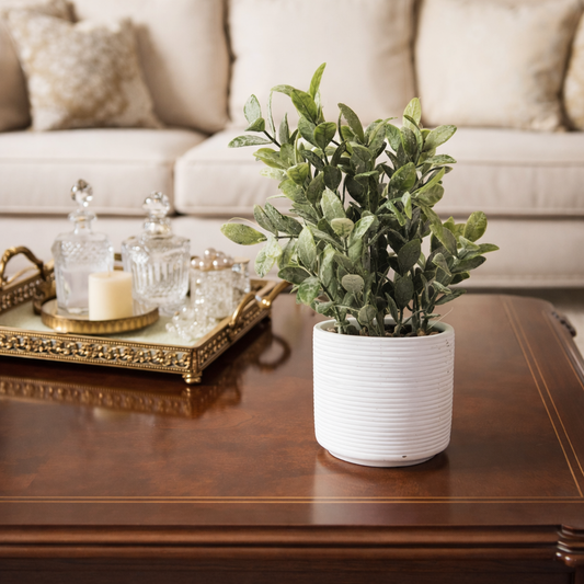 PLANTA DECORATIVA ARTIFICIAL CON MACETA BLANCA