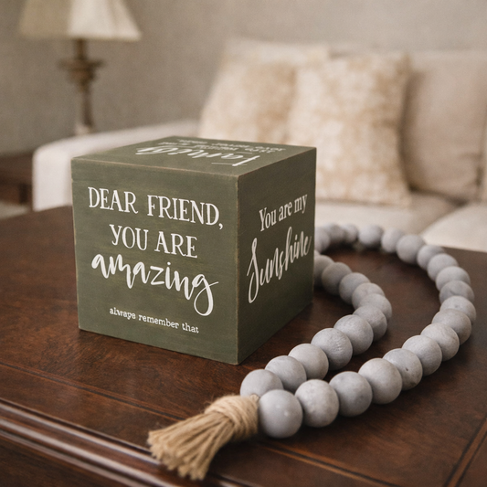 CUBO DECORATIVO GRIS FRASES