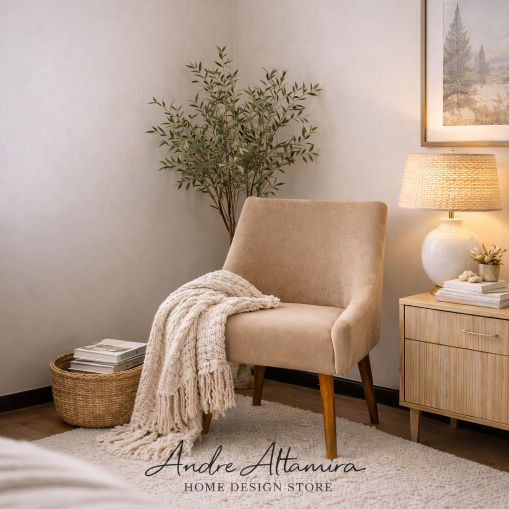 BUTACA BEIGE Y MADERA