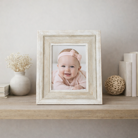 PORTA RETRATO  BLANCO Y GRIS  DE 10CM X 15CM