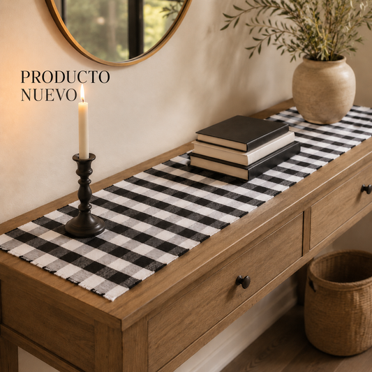 THROW PARA MESA CUADROS BLANCOS Y NEGROS