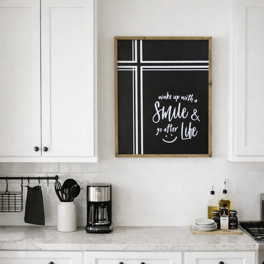 CUADRO DECORATIVO DE MADERA COLOR NEGRO SMILE