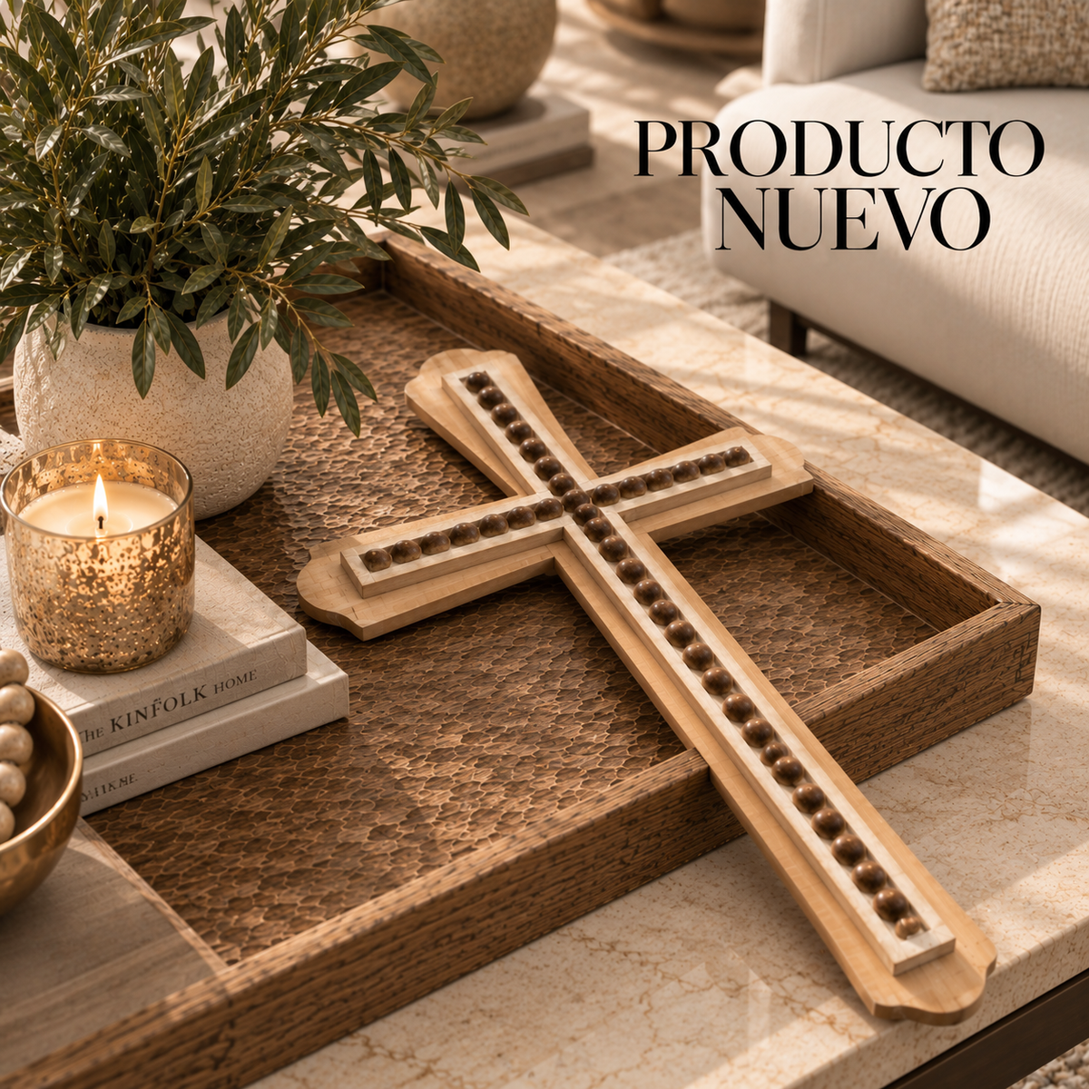 CRUZ DE MADERA CON DETALLES REDONDOS
