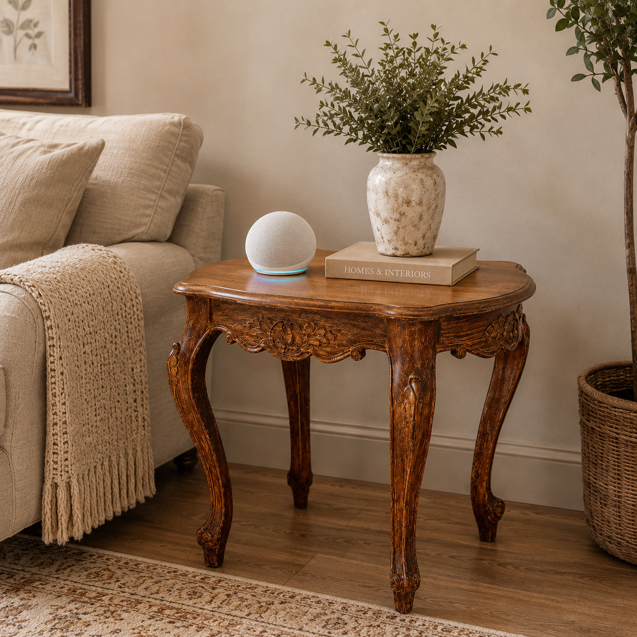 MESA TALLADA DE MADERA
