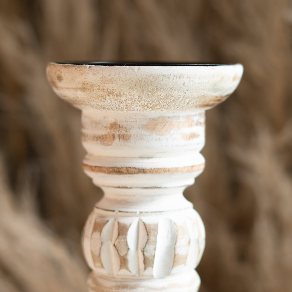 CANDELABRO DE MADERA TORNEADA