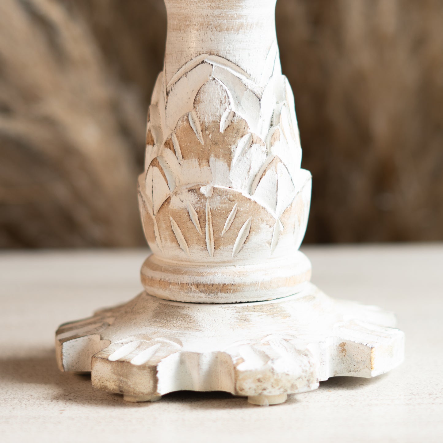 CANDELABRO DE MADERA TORNEADA