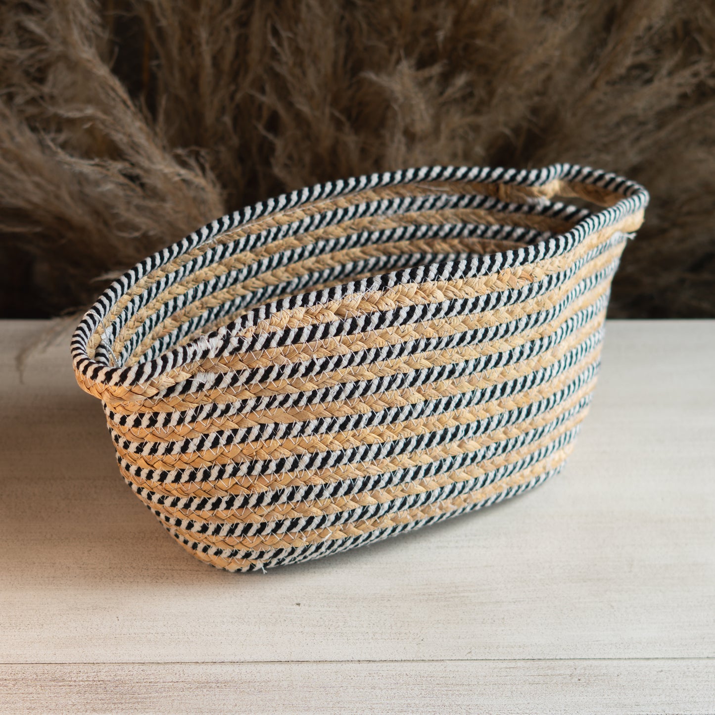 CANASTAS DECORATIVAS BEIGE CON NEGRO