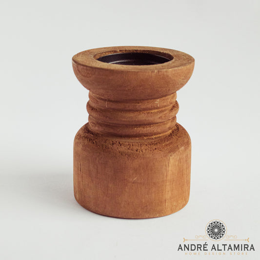 PORTAVELAS DE MADERA CAFE 14cm x 11cm