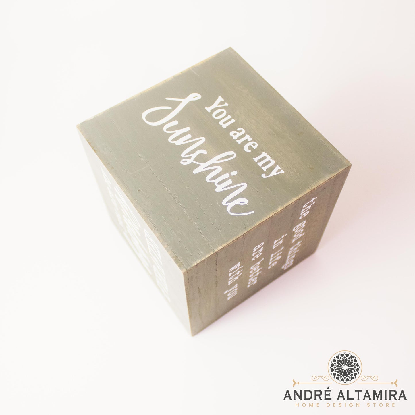 CUBO DECORATIVO GRIS FRASES