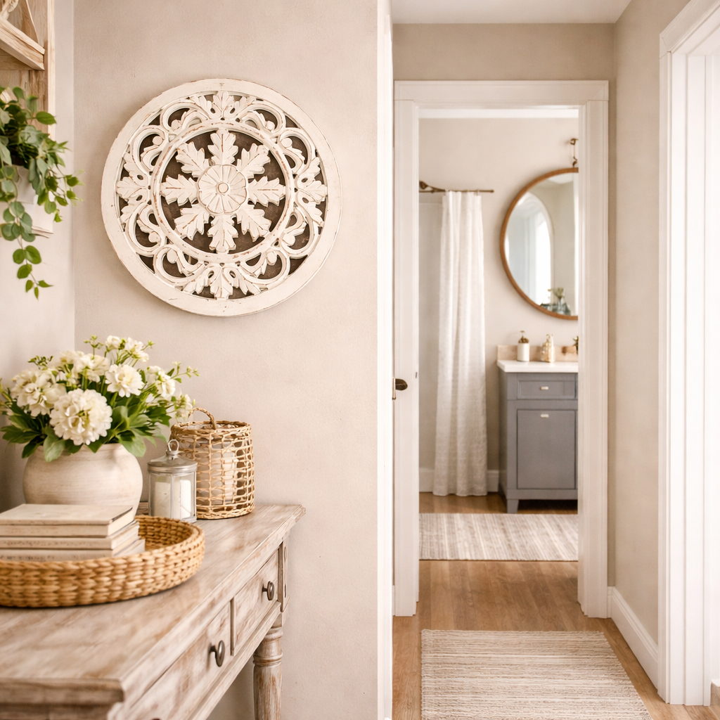 CUADRO DE PARED CON ESPEJO BLANCO