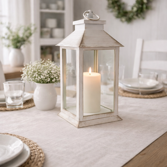 FAROL BLANCO  CON VELA LED INCORPORADA