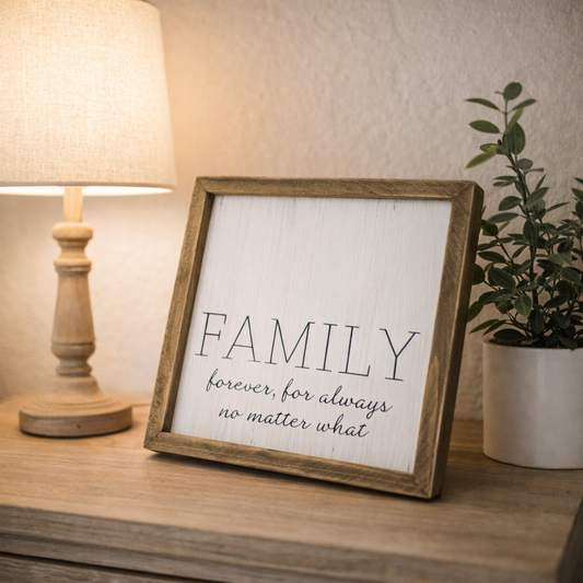 CUADRO DE MADERA FAMILY CON APOYO